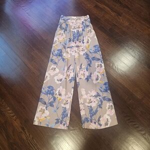 re:named Floral Wide-Leg Pants in Blue and Pink
